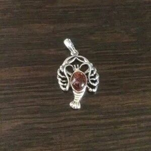 Sterling Silver Lobster Amber Pendant